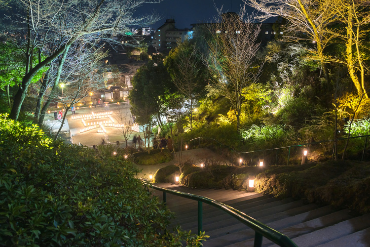 写真:ライトアップされる高台寺公園とねねの道